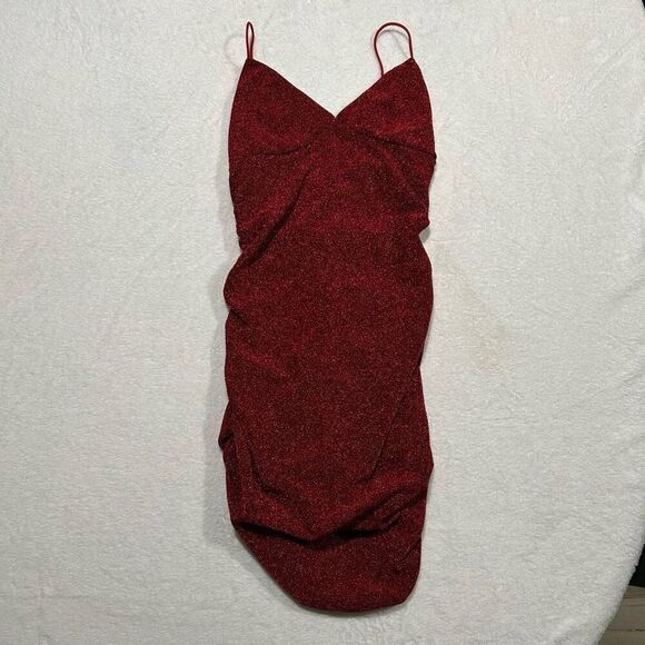 SHEIN Draped Neck Glitter Bodycon Dress - Picture 1 of 3